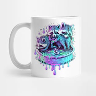 Synthwave Raccoon Neon Liquid Art Mug